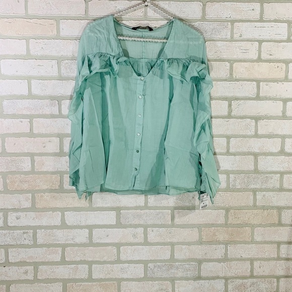 Zara Basic NWT Ruffles and Bows Mint Green… - Picture 3 of 10